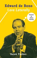 Book cover is bright yellow with a black and white image of a middle aged Edward de Bono in a suit and tie.