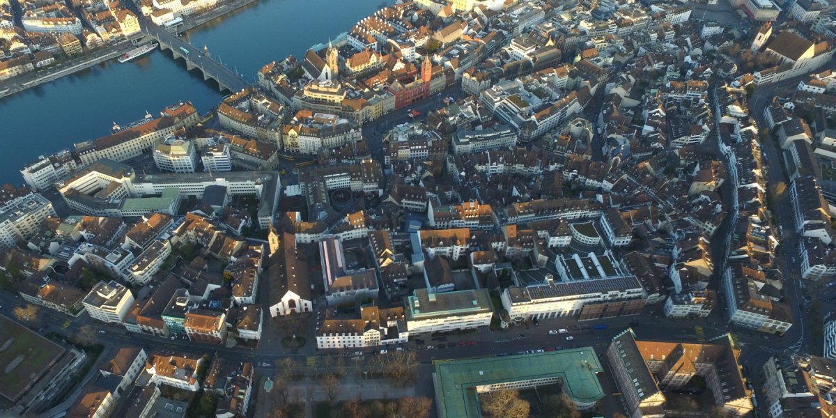 Overhead view of Basel, Switzerland