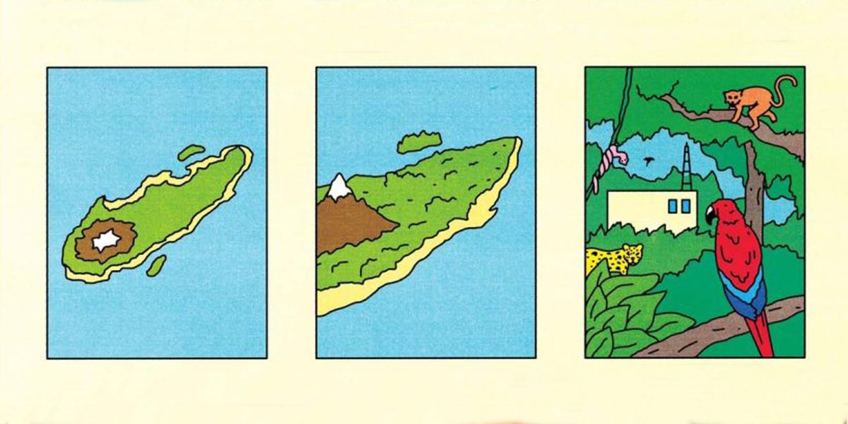 Illustration showing a zoom in on an island