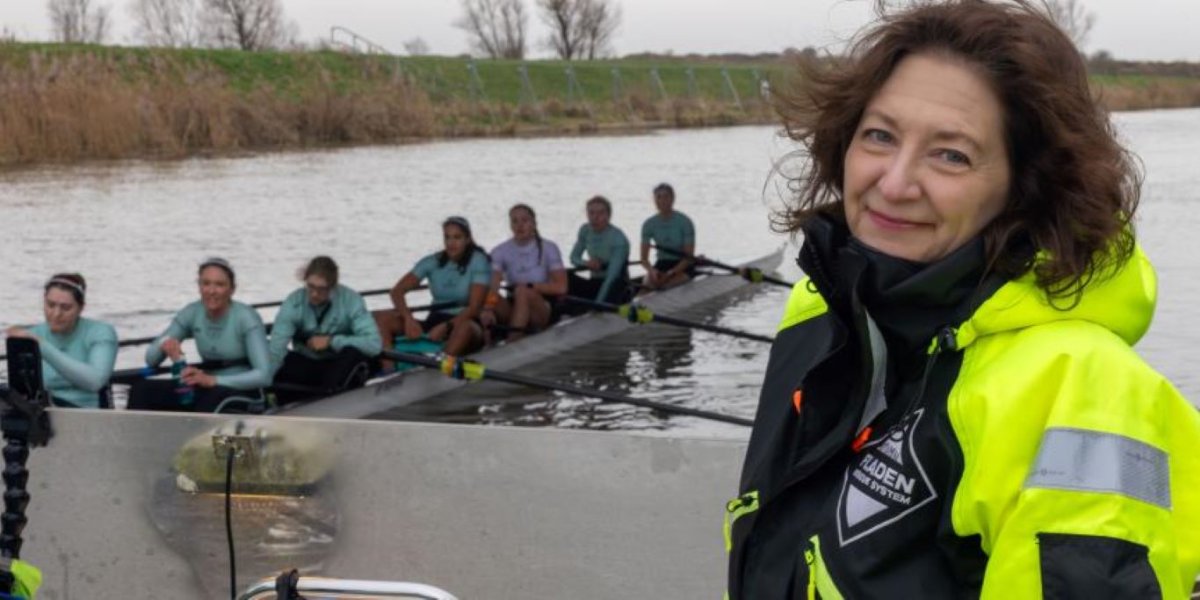 photograph of the vice chancellor visiting cambridge university boat club training session at the ely boat house