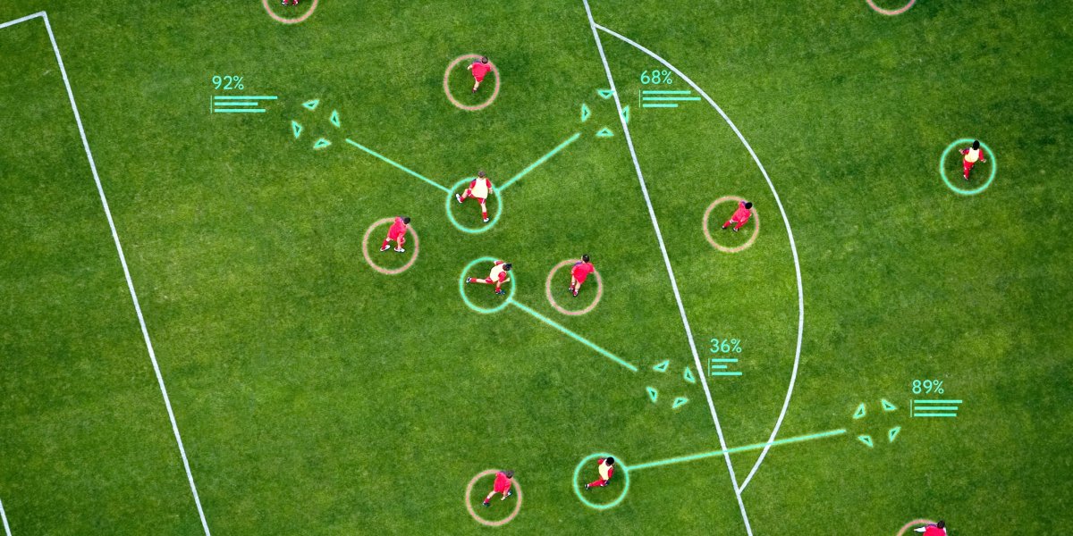 Football pitch with statistics