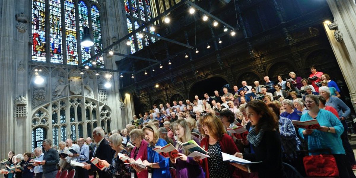 Choir singing in King's Chapel