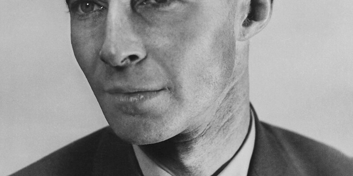 Black and white photograph of J. Robert Oppenheimer