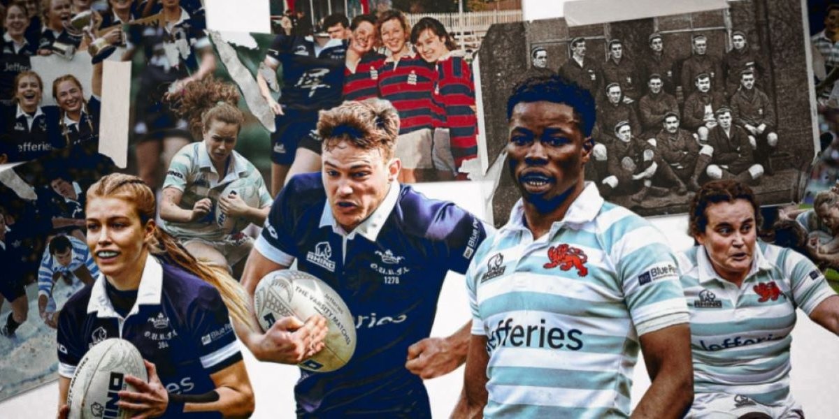 Image of 4 rugby players from Oxford and Cambridge.